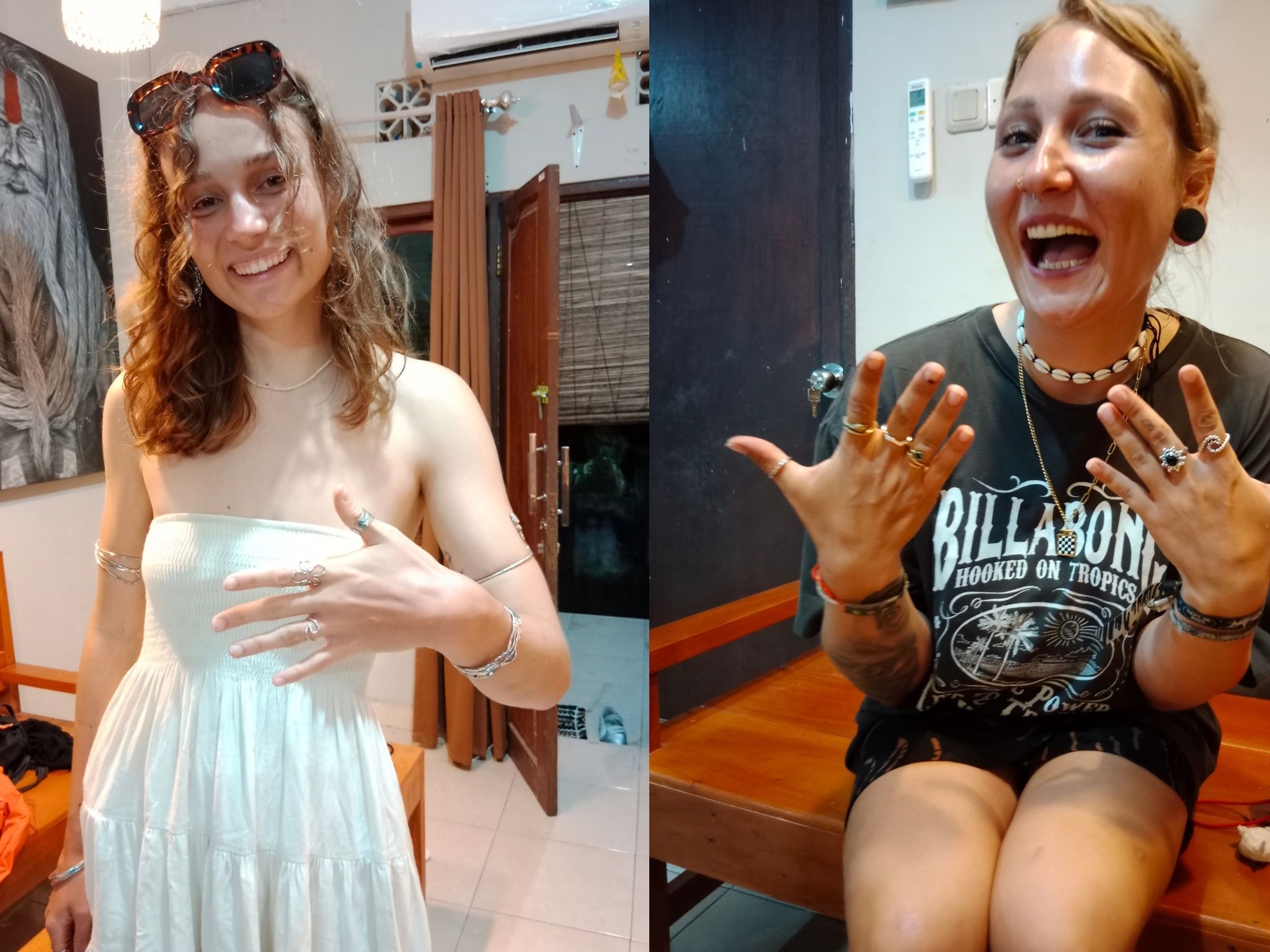 Guest showing rings made during the workshop